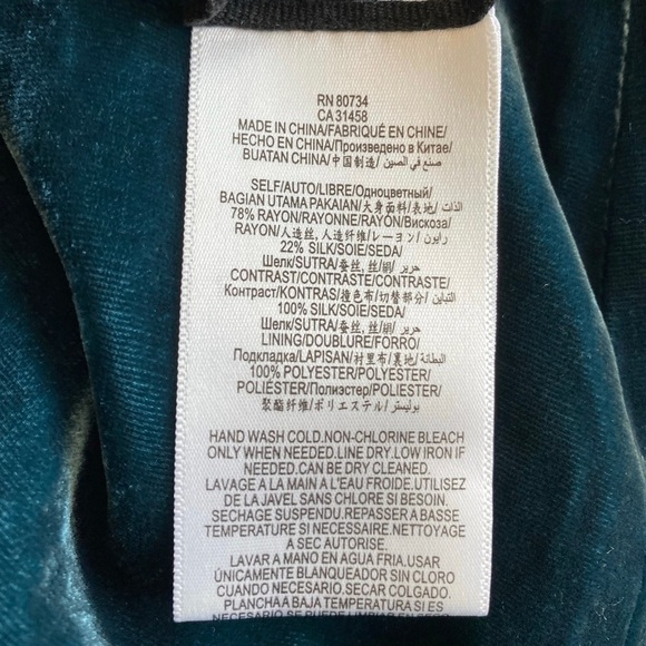 BCBGMaxAzria Asymmetrical Velvet Teal Tank Dress Adjustable Straps Size Small - Picture 6 of 9